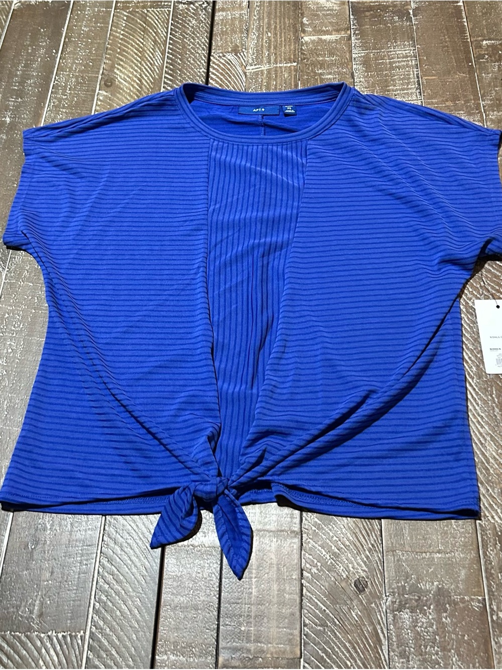 Apt. 9 Cobalt Blue Short Sleeve Tie-Front Crop Top